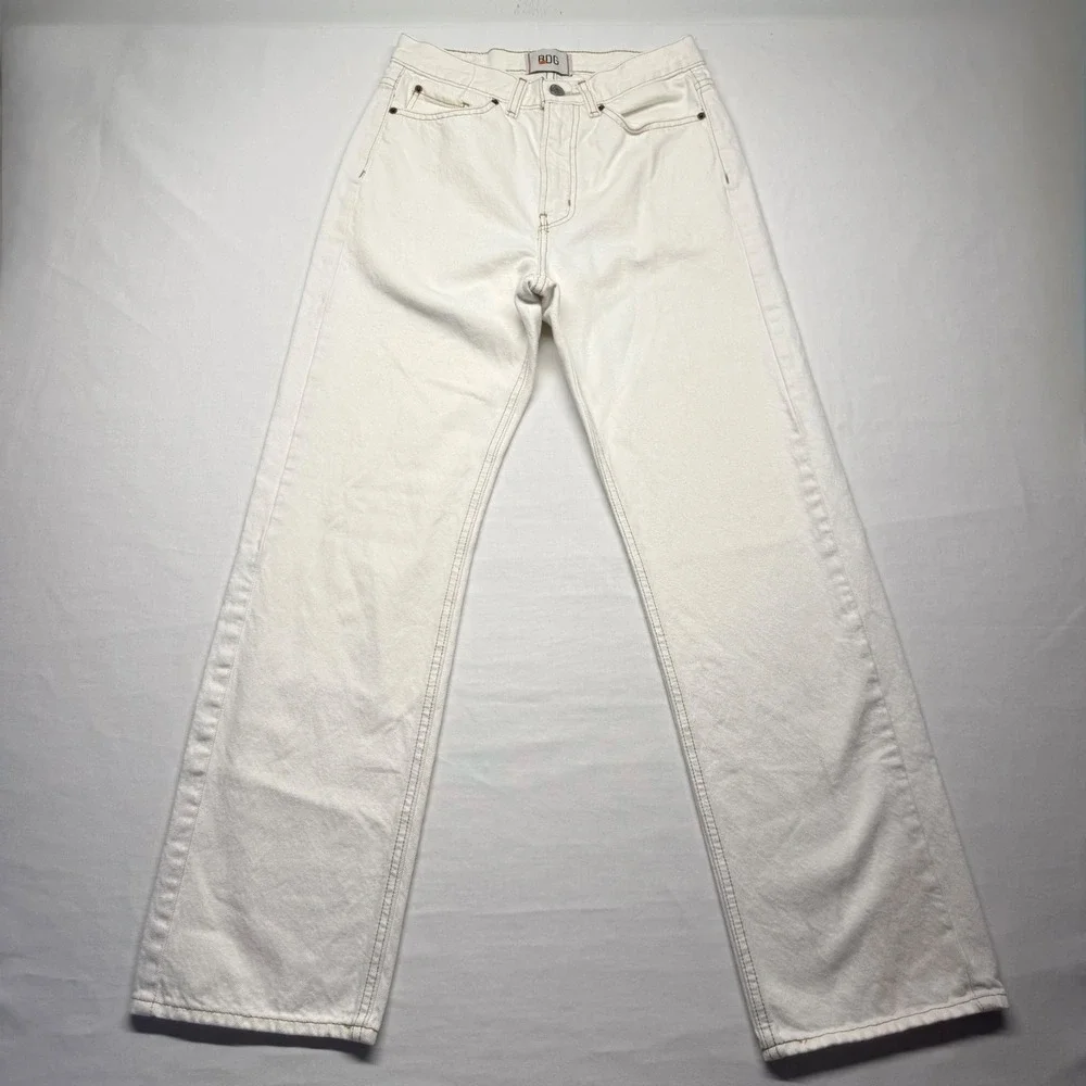 BDG Cowboy Jeans 27 White Ecru High Rise Straight Leg Western Core Retro Iconic
